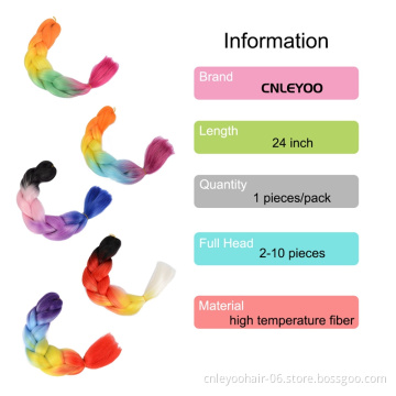 Factory 4-Tone Jumbo Braid Hair 24 Inch 32 Inch 41 Inch High Temperature Fiber Colorful Jumbo Braiding Hair Extension